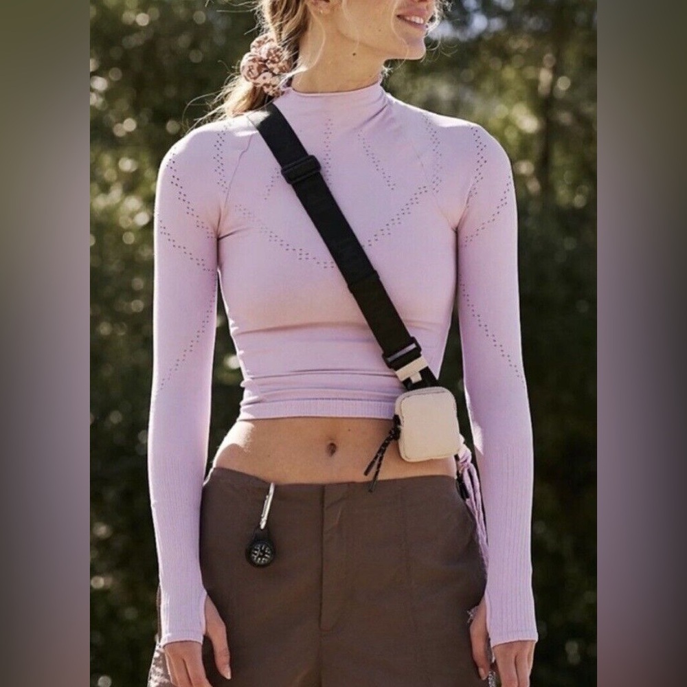 Free People Lavender Long Sleeve Tee